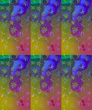 Düz Çiçek Elementleri Tasarımı. Raster illüstrasyonundaki çiçek desenli çizim. Süslü kumaş deseni. Renkli Bahar Teması çizim şablonu.