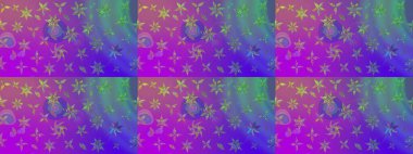 Raster illüstrasyonundaki çiçek desenli çizim. Mor renkte çiçekler.