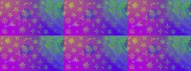 Mor renkli çiçekler. Raster düz çiçek çizim deseni. Tasarım hediye paketi, tebrik kartları, posterler ve afiş tasarımı.