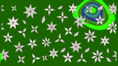 Raster illüstrasyonu. Raster illüstrasyonu. El yapımı çiçek ve bitki koleksiyonu. Şirin karalamalı çiçek desenli çizim. Çizim biçimi yeşil renklerde.