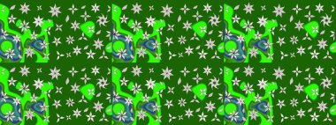 Çiçek desenli raster, yeşil çizgi grafik desenli soyut raster arkaplan. Modern stil dokusu.