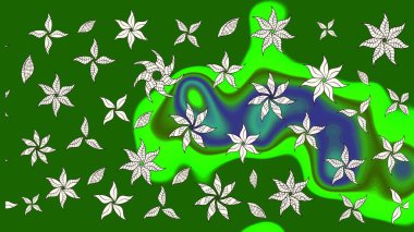 Raster düz çiçek çizim deseni. Yeşil renkli çiçekler. Tasarım hediye paketi, tebrik kartları, posterler ve afiş tasarımı.