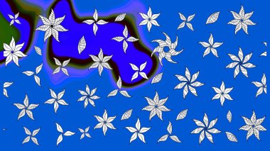 Mavi renkli çiçekler. Çiçekli çizim şekli. Renkli Bahar Teması eskiz kalıbı. Düz Çiçek Elementleri Tasarımı.