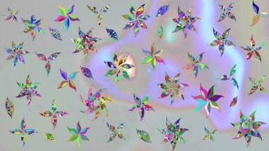 Renkli Bahar Teması eskiz kalıbı. Gri renkli çiçekler. Düz Çiçek Elementleri Tasarımı. Raster illüstrasyonunda çiçek deseni çizimi.