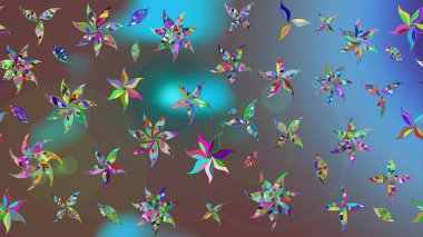 Kahverengi renkli çiçekler. Sevimli çiçek raster deseni. Sketch Colour Spring Theme eskiz kalıbı. Düz Çiçek Elementleri Tasarımı.