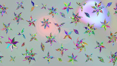 Gri renkli çiçekler. Raster illüstrasyonunda çiçek deseni çizimi.