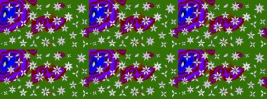 Çizim çiçek deseni duvar kâğıdı olarak kullanılabilir. Yeşil renkli çiçekler. Raster illüstrasyonu.