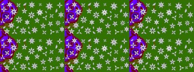 Raster illüstrasyonundaki çiçek desenli çizim. Yeşil renkli çiçekler. Renkli Bahar Teması eskiz kalıbı. Düz Çiçek Elementleri Tasarımı.