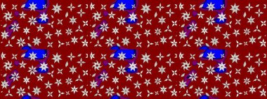 Raster illüstrasyonundaki çiçek desenli çizim. Kırmızı renkte çiçekler. Renkli Bahar Teması eskiz kalıbı. Düz Çiçek Elementleri Tasarımı.