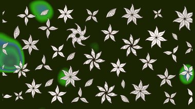 Çiçek desenli çizim. Raster illüstrasyonu. Raster illüstrasyonu. Gri renkli çiçekler. Asya tekstil tarzında.