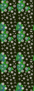 Gri renkli Asya tekstili. Çiçek desenli çizim. Raster illüstrasyonu.