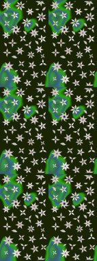 Gri renkli Asya tekstili. Çiçek desenli çizim. Raster illüstrasyonu.