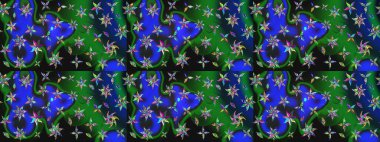 Düz Çiçek Elementleri Tasarımı. Eskiz klasiği. Raster Şirin kumaş deseni. Renkli Bahar Teması çizim şablonu.