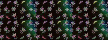 Siyah, gri ve yeşil renkli çiçekler. Raster düz çiçek çizim deseni. Tasarım hediye paketi, tebrik kartları, posterler ve afiş tasarımı.