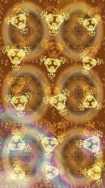 Vadinin çiçekleri kahverengi renklerde. Soyut etnik raster çizim kalıbı. Çiçekler..