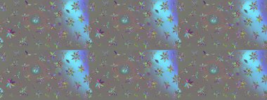 Düz Çiçek Elementleri Tasarımı. Çiçek deseni. Renkli Bahar Teması eskiz kalıbı. Raster çizimi. Güzel kumaş deseni..