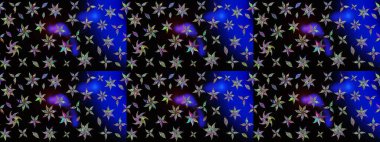 Siyah renkli çiçekler. Raster illüstrasyonu. Küçük çiçekte sevimli çiçek deseni var..