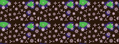 Düz Çiçek Elementleri Tasarımı. Renkli Yaz Temalı eskiz kalıbı. Kahverengi renkli çiçekler. Çiçekli retro deseni çiz.