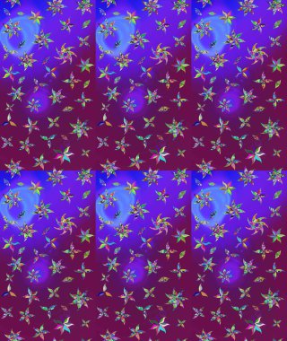 Raster Modaya uygun kumaş deseni. Renkli Bahar Teması eskiz kalıbı. Mor renkli şirin çiçek deseni. Düz Çiçek Elementleri Tasarımı.
