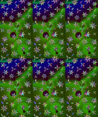 Yeşil çiçekli eskiz deseni, suluboya çiçek deseni, sevimli çiçek, duvar kağıdı, kart veya kumaş için fayanslı. Raster - stok.