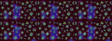 Düz Çiçek Elementleri Tasarımı. Güzel kumaş deseni. Raster illüstrasyonu. Çiçek desenli çizim. Asya tekstil tarzında. Renkli Bahar Teması çizim şablonu.