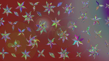 Kahverengi renkte çok kahverengi, zarif küçük çiçekler ve komik böcekler, raster desen, illüstrasyon.