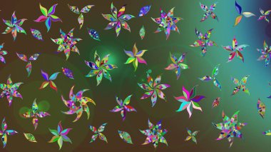 Yeşil renkli çiçekler. Raster illüstrasyonu. Küçük çiçekte sevimli çiçek deseni var..