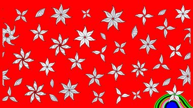 Karalama çiçekleri çizim kalıbı. Raster deseni. Sanat, çiçeklere ilham veriyor ve arka planda bırakıyor. Kırmızı el çizimi desen.