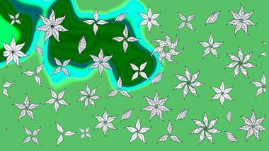 Zarif, parlak ve yeşil çiçek desenli bir taslak. Sabıka baskıları, bebek kıyafetleri, duvar kâğıtları, paket kutuları vb..