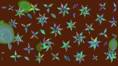 Kahverengi renkli çiçekler. Çiçekli karalama şeklinde Raster çiçek deseni. Yumuşak, bahar çiçekli arka plan.