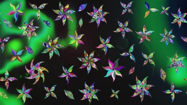 Vadinin gri renkli çiçekleri. Soyut etnik raster çizim kalıbı. Çiçekler..