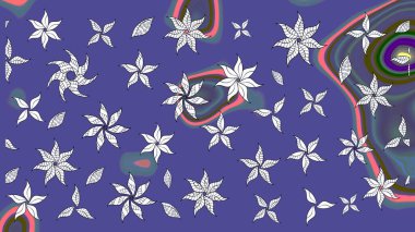 Çizim çiçek deseni duvar kâğıdı olarak kullanılabilir. Raster illüstrasyonu. Mor renkte çiçekler.