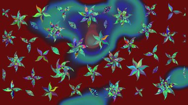 Raster çiçek desenleri çiziyor. Vadinin çiçekleri kırmızı renklerde.