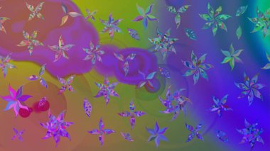 Motley illüstrasyonu. Küçük renkli çiçekler. Çiçekli yaz çiçekleri. Moda baskıları için zarif bir şablon. Küçük çiçekte güzel bir desen. Çizim.