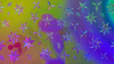 Çiçekler menekşe üzerine. Suluboya, elle çizilmiş. Raster hisseleri. Taslak arkaplan deseni.