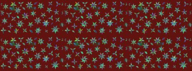 Raster illüstrasyonu. El çizimi. Çiçekli, yapraklı, çiçek desenli çizim..