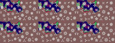 Raster illüstrasyonundaki çiçek desenli çizim. Kahverengi renkte çiçekler.