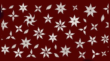 Raster illüstrasyonu. Kırmızı renkte karalamalı çiçek deseni çiz.