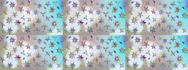 Elle boyanmış suluboya resim çizimleri, çiçekler ve bitkiler. Gri renkli çiçekler.