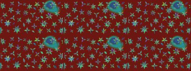 Güzel kumaş deseni. Raster çiçekli arka plan. Yazdır. Renkli Yaz Temalı eskiz kalıbı. Düz Çiçek Elementleri Tasarımı. Güzel çizim şekli..