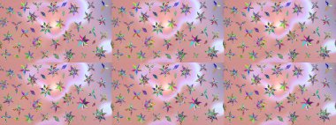 Küçük çaplı çiçeklerdeki basit şirin desenler. Tekstil veya kitap kapakları, imalat, duvar kağıtları, baskı, hediye paketi ve yapıştırma kitabı için çiçek eskizi geçmişi. Raster illüstrasyonu.