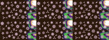 Kahverengi renklerde bahar çiçekleri. Çiçekli karalama şeklinde Raster çiçek deseni. Raster illüstrasyonu.