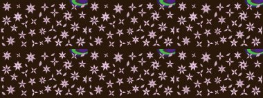 Suluboya, elle çizilmiş. Eskiz arkaplan modeli. Kahverengi üzerine çiçekler. Raster stoku.