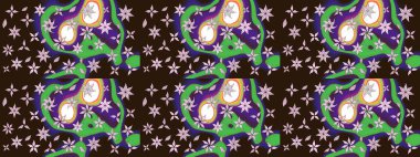 Kumaş, tekstil, duvar kağıdı baskısı için. Miles Fleur, süslü püslü bir süs. Raster illüstrasyonu. Eski usul. Eskiz geçmişi. Tomurcukları papatya çiçekleri olan sevimli bir çiçek deseni..