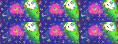 Mavi renkli çiçekler. Sketch Colour Spring Theme eskiz kalıbı. Sevimli çiçek raster deseni. Düz Çiçek Elementleri Tasarımı.