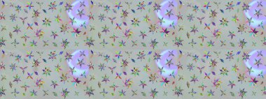 Çiçekli bahar çiçekleri. Küçük renkli çiçekler. Küçük çiçekte güzel bir desen. Moda baskıları için zarif bir şablon. Motley illüstrasyonu.