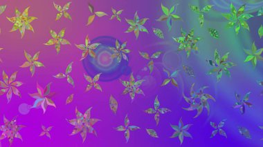 Retro tekstil tasarım koleksiyonu. Çiçekli ipek eşarp. 1950-1960 motifleri. El çizimi çiçek unsurları olan soyut çizim raster deseni. Violet menekşe üzerinde.