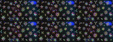 Gri arka planda. Çocuksu tasarım. Tekstil, kumaş, ambalaj, hatıra defteri için hoş bir çiçek arkaplanı. Elle çizilmiş karalama çiçekleri ile Raster çizim deseni.