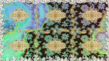 Tarafsız renklerde, altın elementlerle pürüzsüz bir desen. Şam tasarım için kusursuz desen.