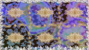 Barok tarzında kusursuz bir doğulu süsü. Geleneksel altın sarısı desenli menekşe rengi ve altın elementler.